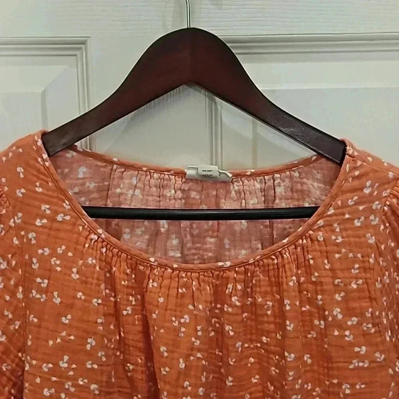 Ana a New Approach Coral Floral Boho Blouse Size Med - Picture 2 of 7